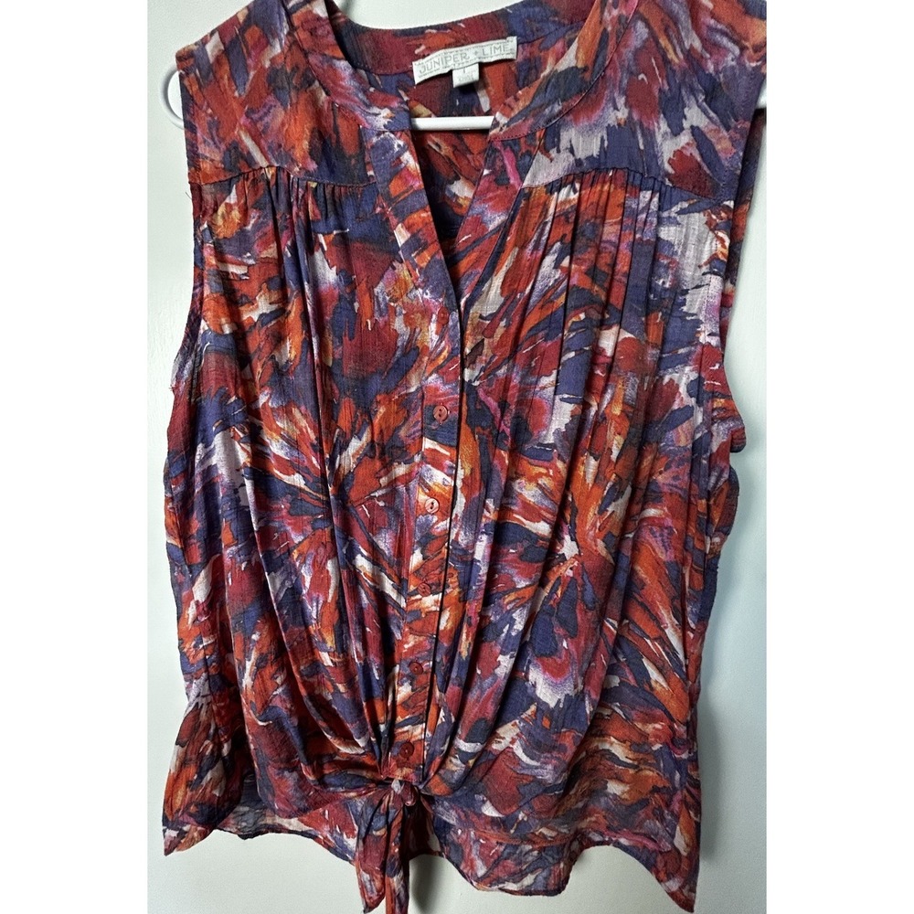 Juniper +Lime L Pullover With Tie Front Multicolor Casual Beach